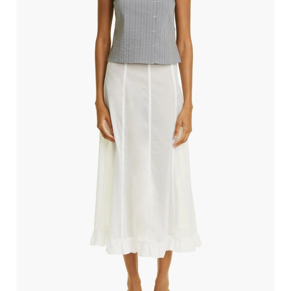 Paloma Wool Andolini Ruffle Hem Cotton Voile Midi Skirt - Small - White